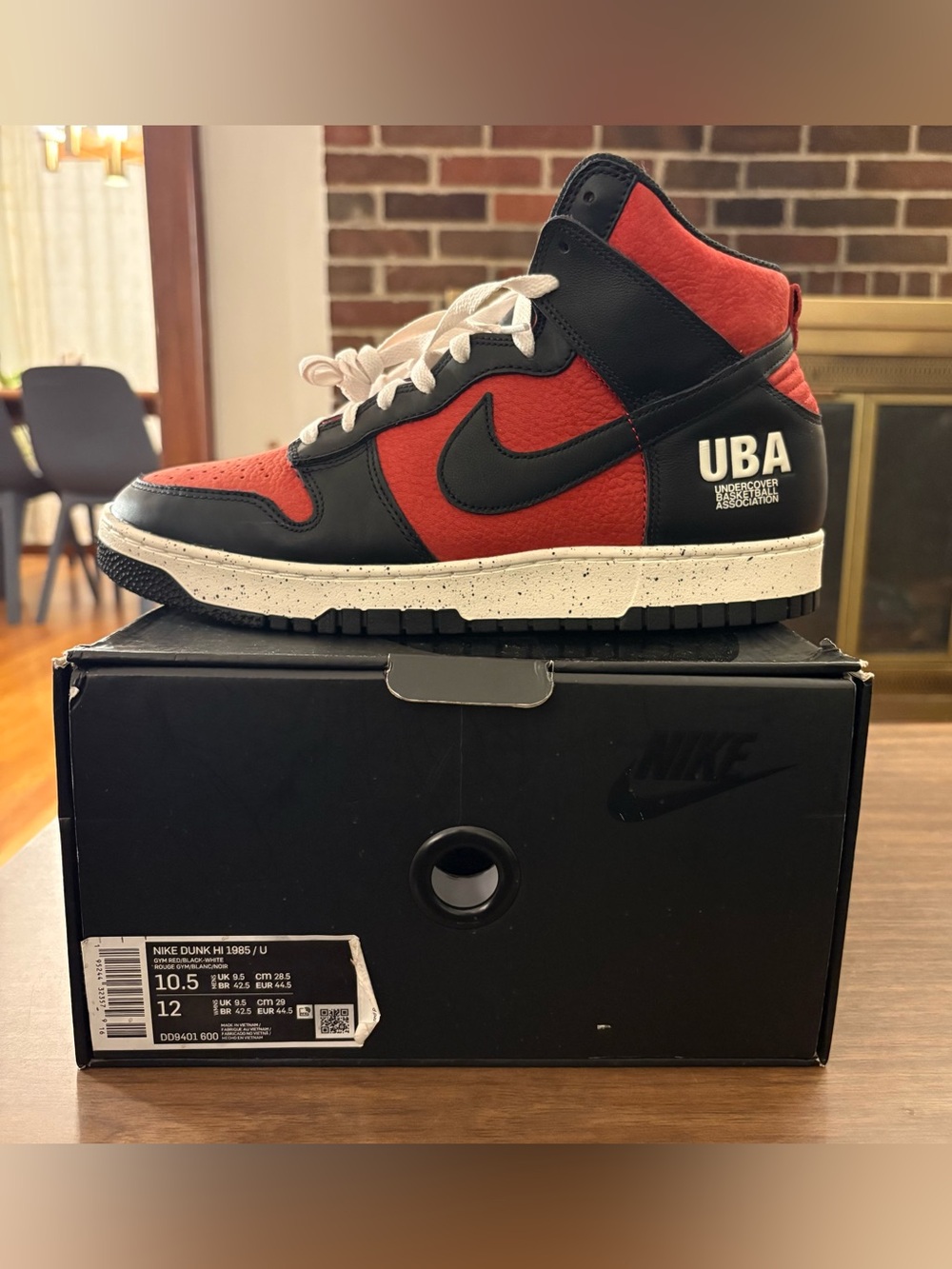VNDS!  Men’s Undercover x Nike Dunk high 1985 in black & red. Size 10.5